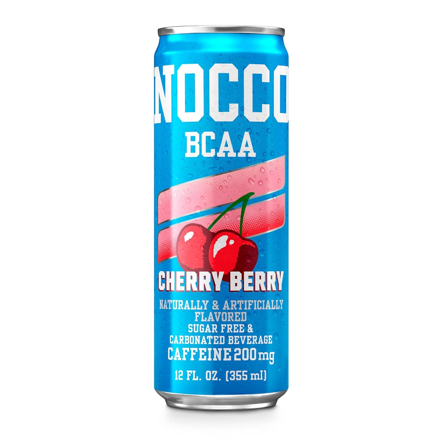 NOCCO BCAA Energy Drink Cherry Berry - 12 Fl Oz (Pack of 12) - 200mg of Caffeine