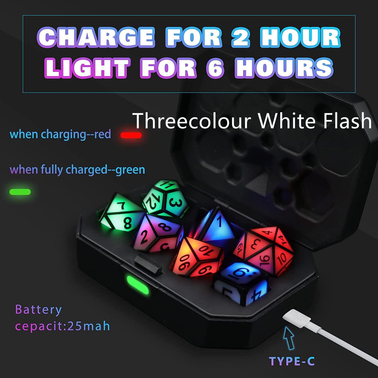 Rechargeable Glowing LED Dice