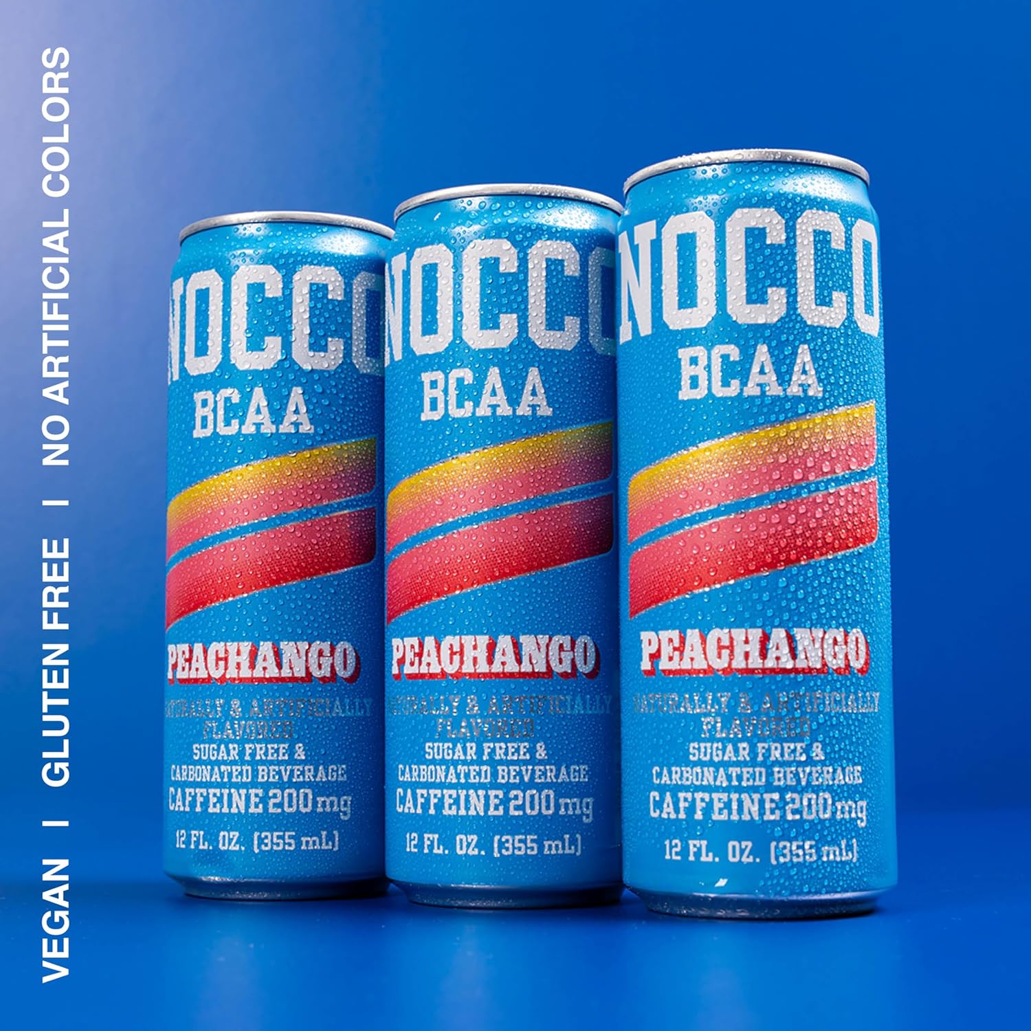 NOCCO BCAA Energy Drink PEACHANGO - 12 Fl Oz (Pack of 12) - 200mg of Caffeine