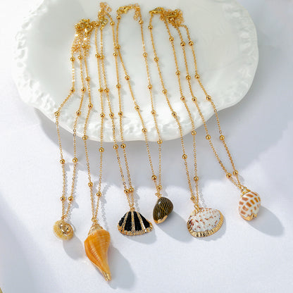 Conch Alloy Pendant Necklace For Women