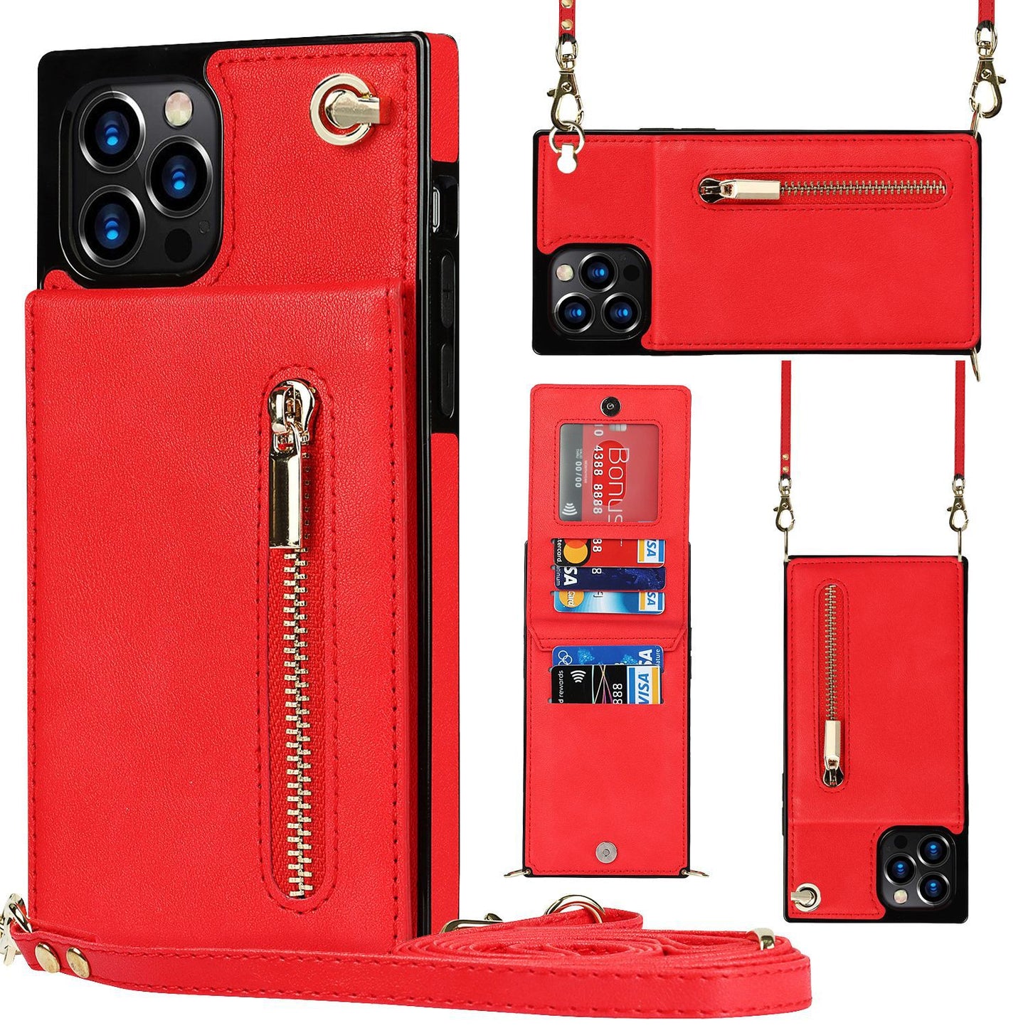 PU Leather Ladies Phone Case with Shoulder Strap