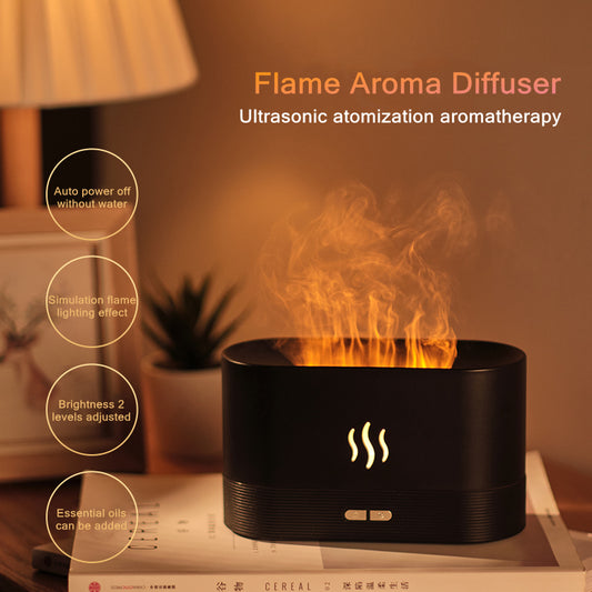 USB Rechargeable Aroma Diffuser Humidifier with LED Flame Effect
