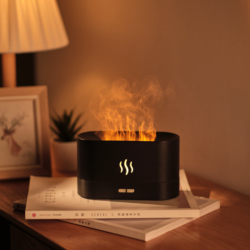 USB Rechargeable Aroma Diffuser Humidifier with LED Flame Effect
