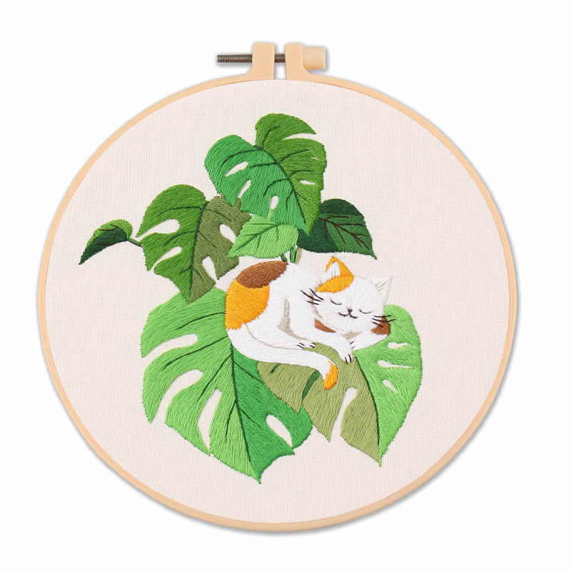 Cat Embroidery Pattern Diy Material Package Kit