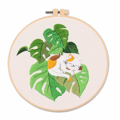 Cat Embroidery Pattern Diy Material Package Kit