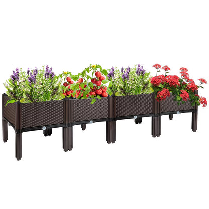 2pcs Brown Raised Garden Planter with Legs, Traditional Black Woven Plastic Container, Perfect for Outdoor Gardening - Great for Growing Flowers, Vegetables, And Herbs