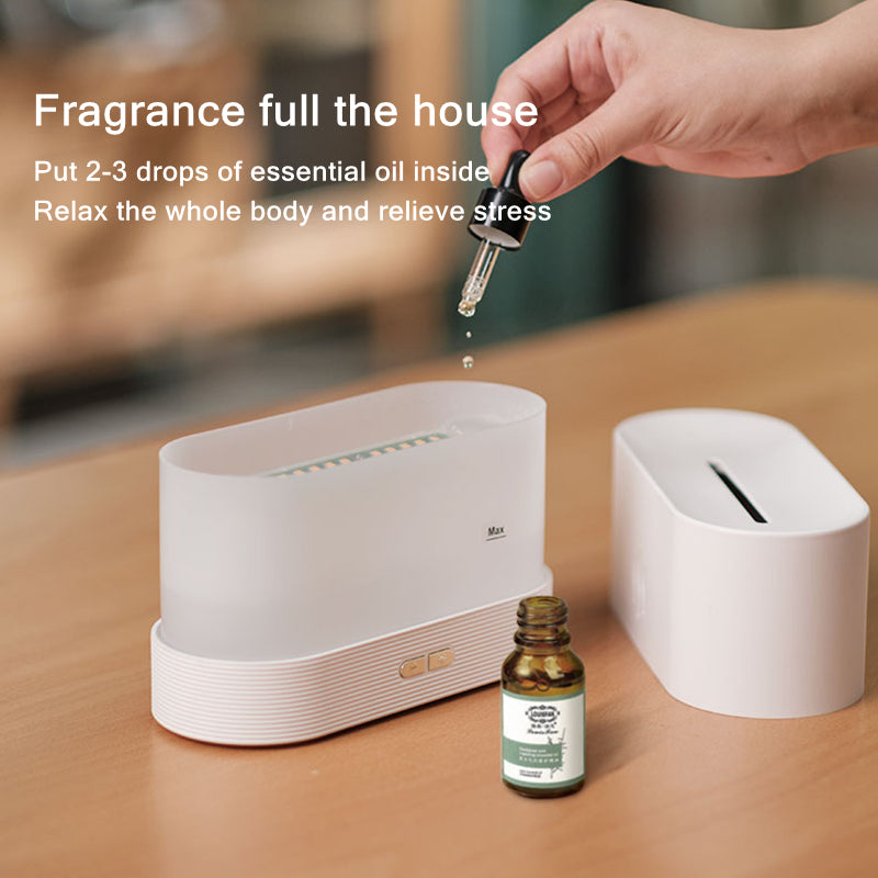USB Rechargeable Aroma Diffuser Humidifier with LED Flame Effect