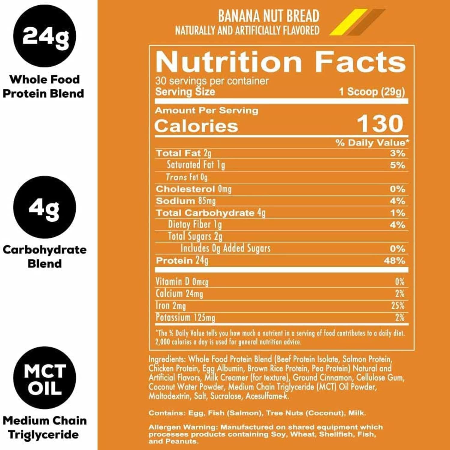 REDCON1 Protein Powder - Banana Nut Bread - (30 Servings)