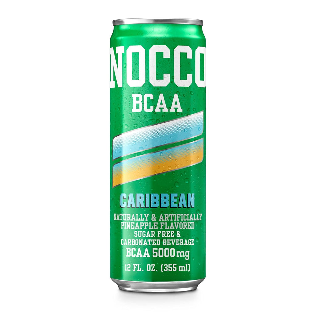 NOCCO BCAA Caribbean Drink 12 Fl Oz, Pack of 12 - BCAA 5000mg Caffeine & Sugar Free