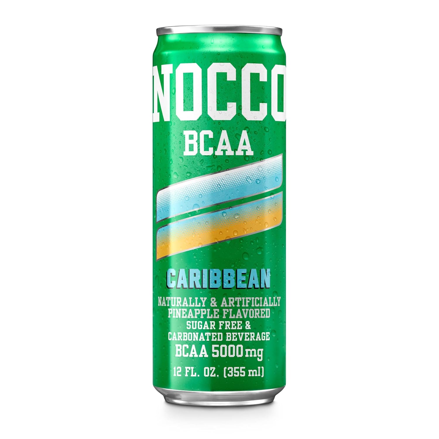 NOCCO BCAA Caribbean Drink 12 Fl Oz, Pack of 12 - BCAA 5000mg Caffeine & Sugar Free