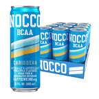 NOCCO BCAA Caribbean Pineapple Zero Sugar Energy Drink - 180mg Caffeine - 12 fl oz pack of 12