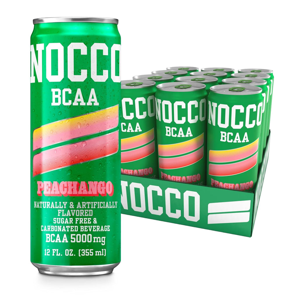 NOCCO BCAA Drink Peachango - 12 Fl Oz (Pack of 12) - BCAA 5000mg Caffeine & Sugar Free