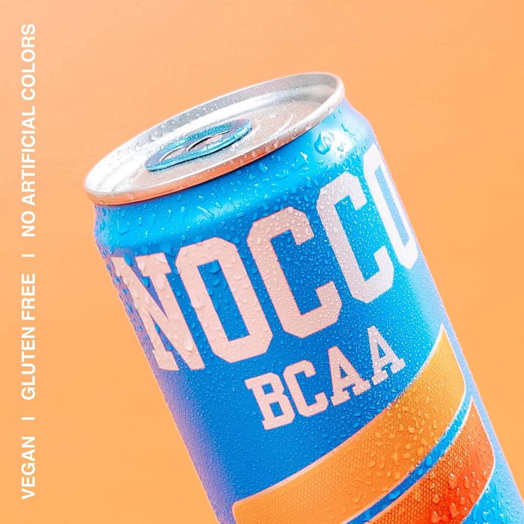 NOCCO BCAA Blood Orange Zero Sugar Energy Drink - 180mg Caffeine - 12 fl oz pack of 12
