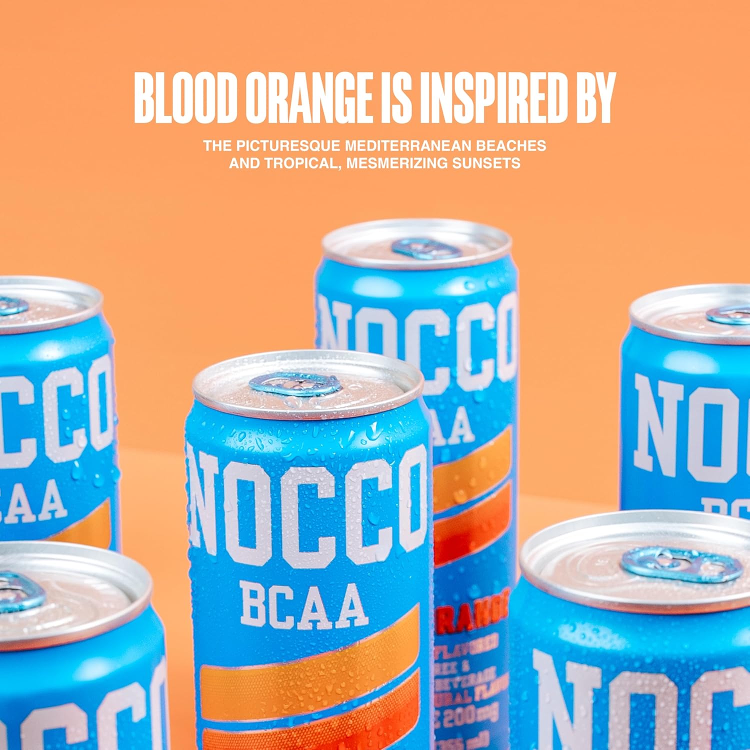 NOCCO BCAA Blood Orange Zero Sugar Energy Drink - 180mg Caffeine - 12 fl oz pack of 12