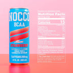 NOCCO BCAA Miami Strawberry Zero Sugar Energy Drink - 180mg Caffeine - 12 fl oz pack of 12
