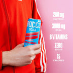 NOCCO BCAA Miami Strawberry Zero Sugar Energy Drink - 180mg Caffeine - 12 fl oz pack of 12