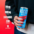 NOCCO BCAA Energy Drink Cherry Berry - 12 Fl Oz (Pack of 12) - 200mg of Caffeine