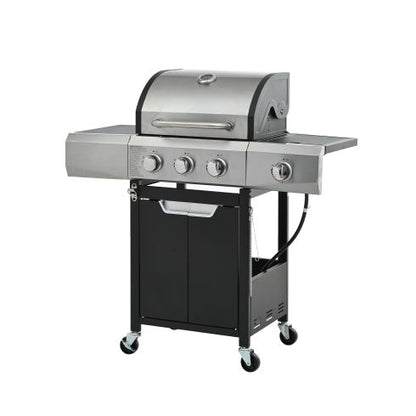 Stainless Steel Gas Grill With Side Burner And Cover For Outdoor BBQ, Camping