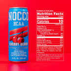 NOCCO BCAA Energy Drink Cherry Berry - 12 Fl Oz (Pack of 12) - 200mg of Caffeine