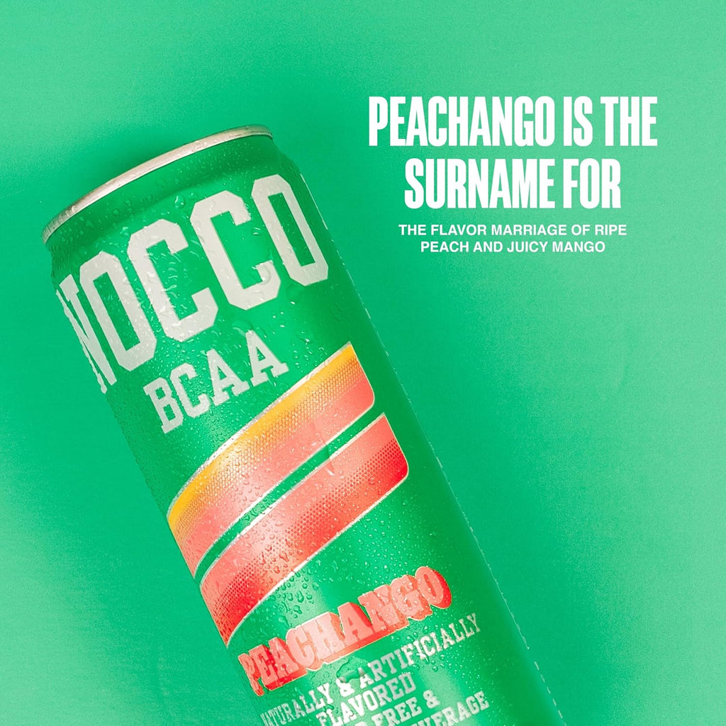 NOCCO BCAA Drink Peachango - 12 Fl Oz (Pack of 12) - BCAA 5000mg Caffeine & Sugar Free