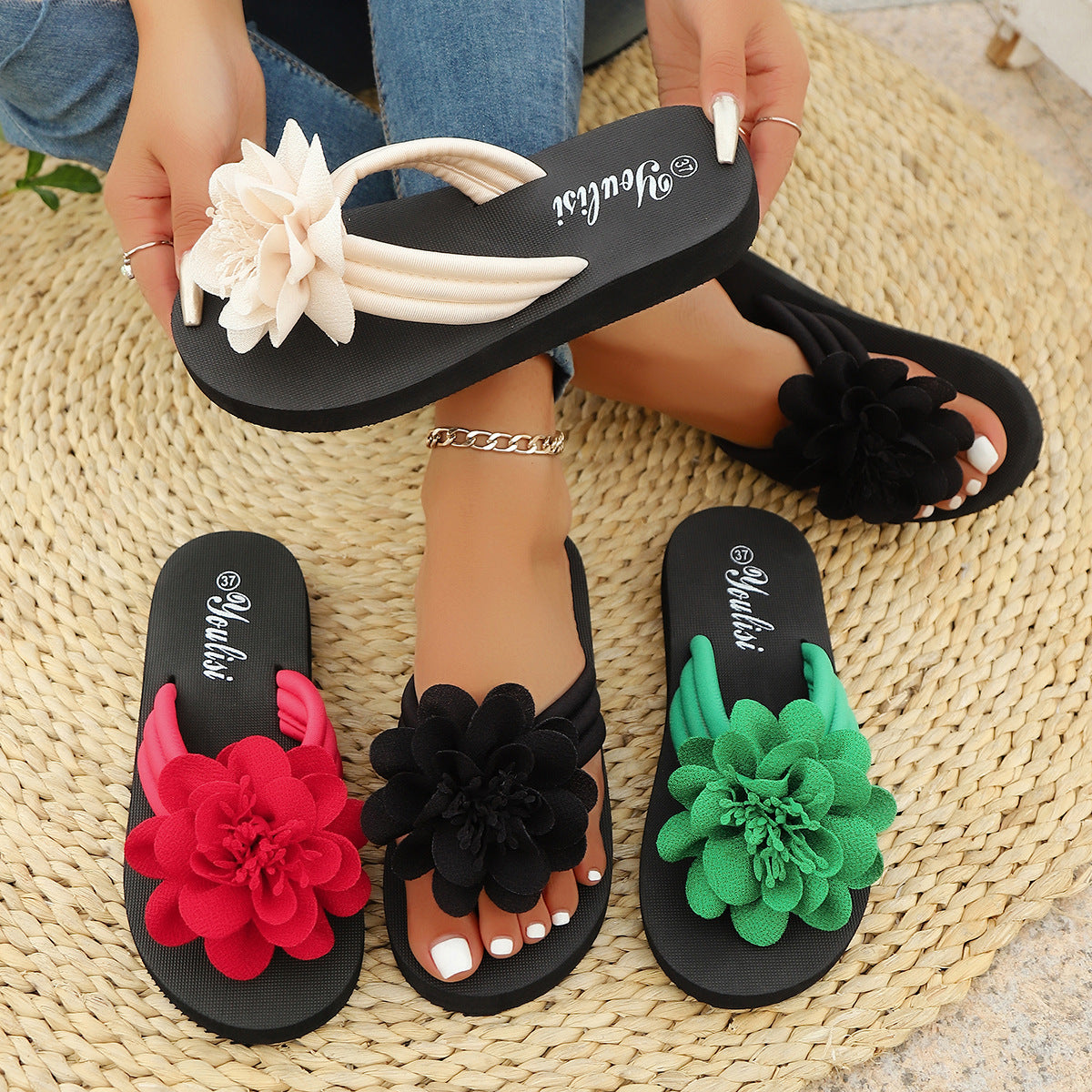 Flower Flip-flops Casual And Lightweight Shoes