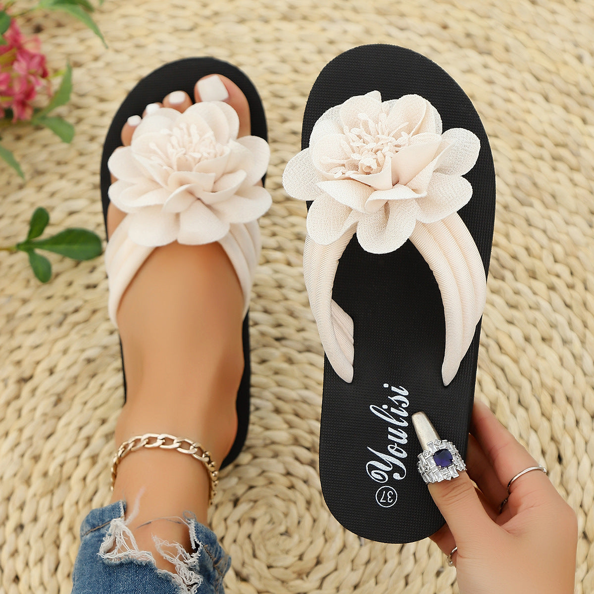 Flower Flip-flops Casual And Lightweight Shoes
