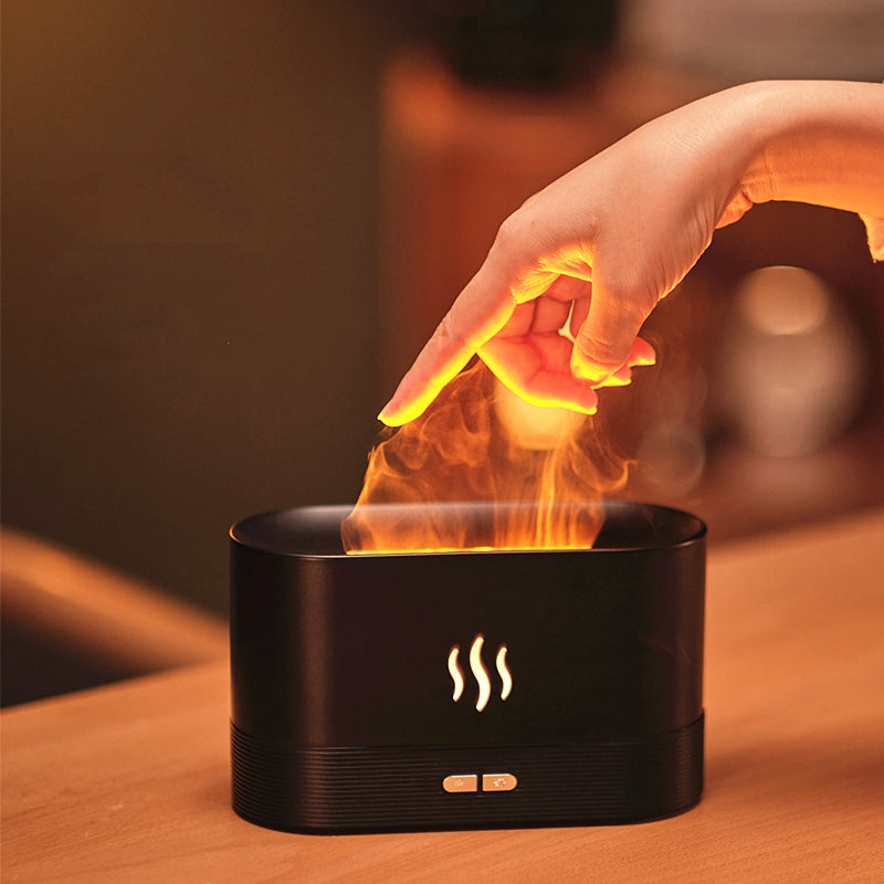 USB Rechargeable Aroma Diffuser Humidifier with LED Flame Effect
