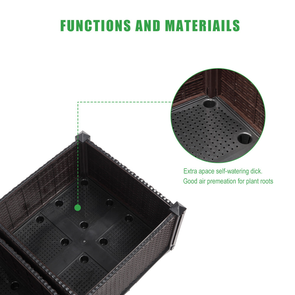 2pcs Brown Raised Garden Planter with Legs, Traditional Black Woven Plastic Container, Perfect for Outdoor Gardening - Great for Growing Flowers, Vegetables, And Herbs