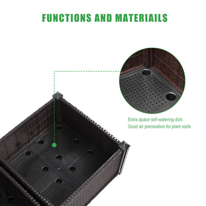 2pcs Brown Raised Garden Planter with Legs, Traditional Black Woven Plastic Container, Perfect for Outdoor Gardening - Great for Growing Flowers, Vegetables, And Herbs