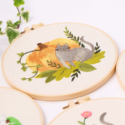 Cat Embroidery Pattern Diy Material Package Kit