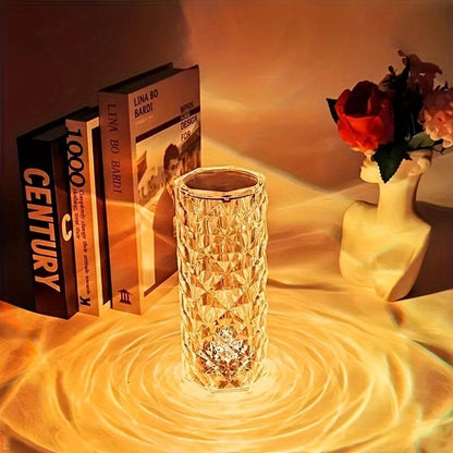 Crystal Diamond Table Lamp, Dimmable, Touch Control, USB Rechargeable LED Night Light 16 Color Changing Decoration Lamp